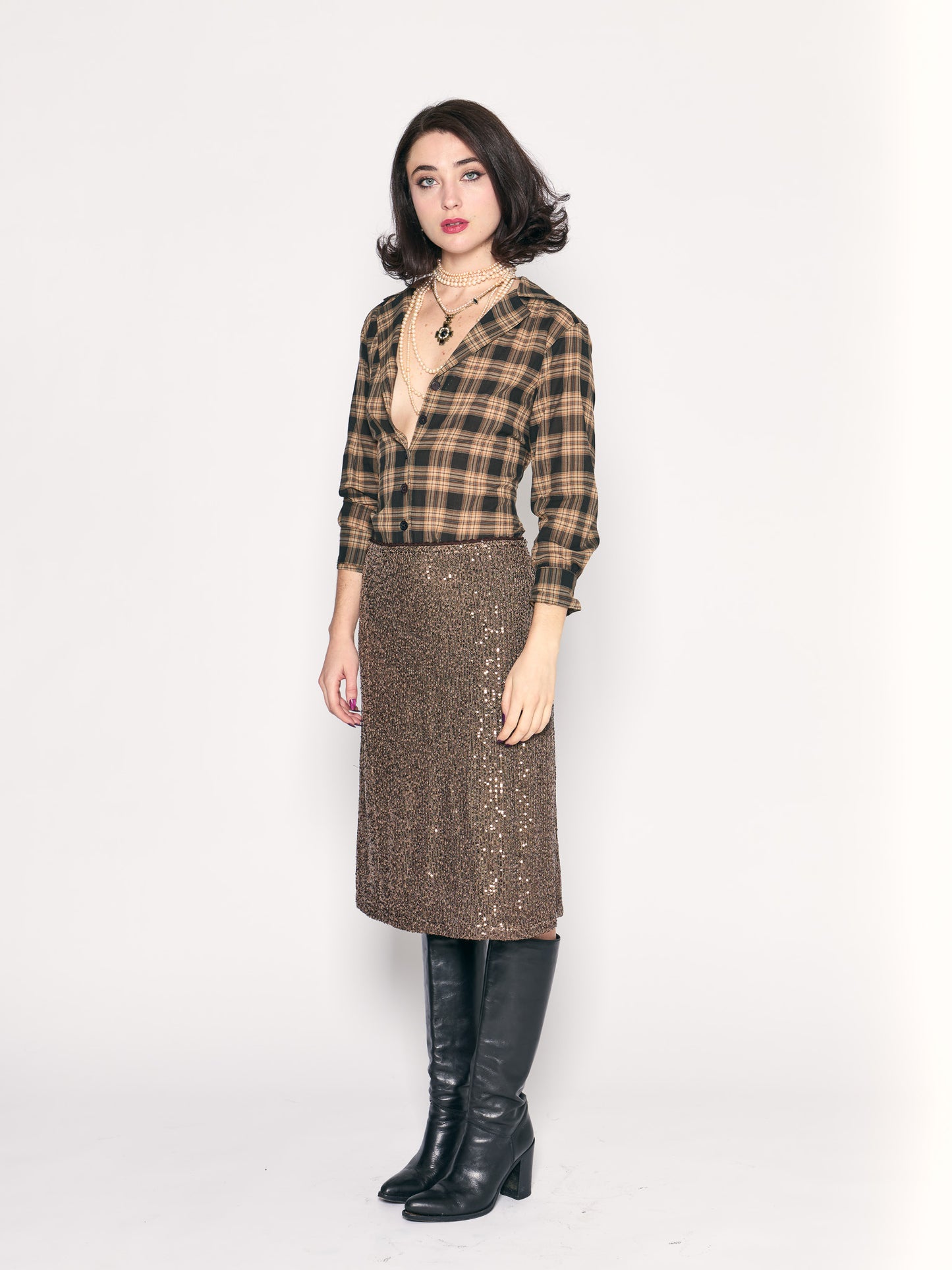 Striped Sequin Slip Skirt