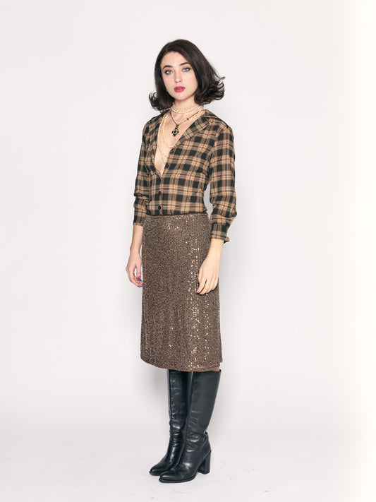 Striped Sequin Slip Skirt